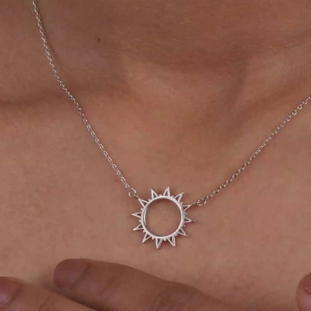 Silver Sun Pendant Necklace